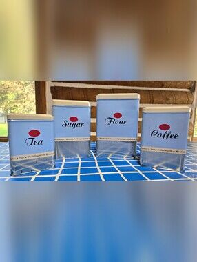 Tala Originals Vintage-Style Blue Tea Sugar Flour Coffee Canister Set
